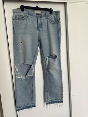 Current Elliott Distressed Light Wash Jeans Size 31 Raw Hem Boyfriend